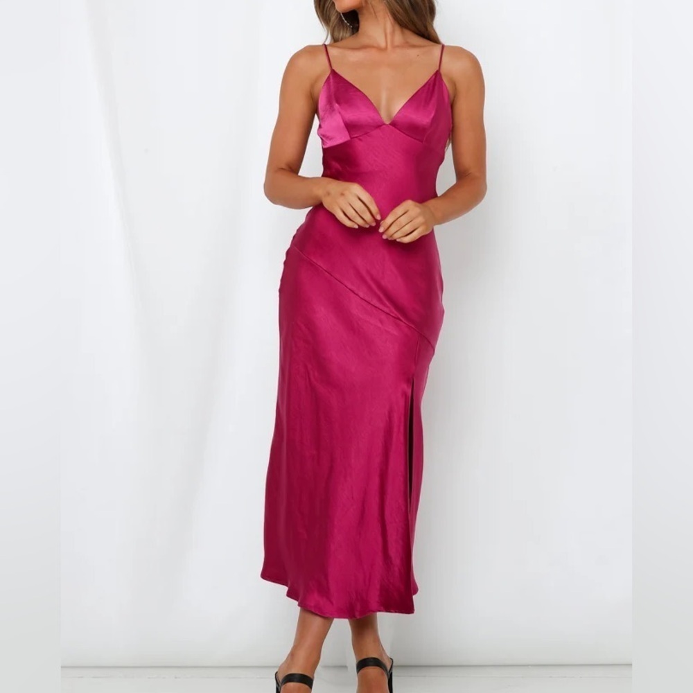 Hello Molly Asking For A Friend Fuchsia MIDI Dress - Picture 1 of 6
